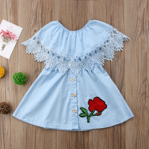 Kids Baby Girls Lace Embroidery Flower Princess