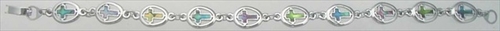 Solid Rock Jewelry 43037 Bracelet Paua Shell Cross In Circle