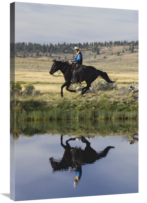 Global Gallery GCS-452591-2436-142 24 x 36 in. Cowboy Riding Horse Bes