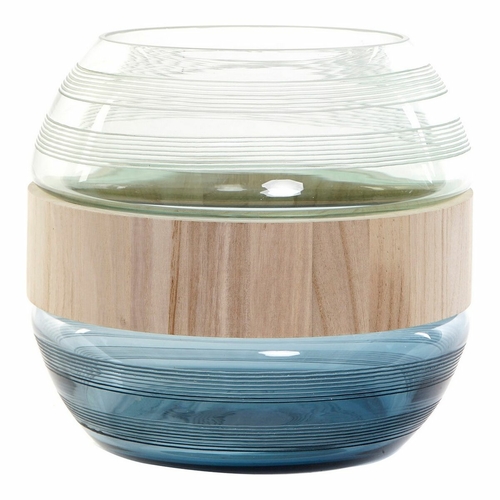 Vase DKD Home Decor Blue Mint Wood Crystal Modern (25 x 25 x 22 cm)