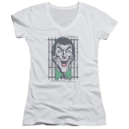 Trevco Dc-Criminal - Junior Tee V-Neck - White- Extra Large
