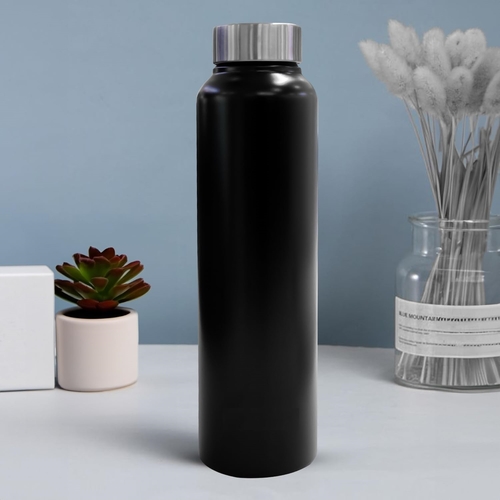 Black, 1 Litre, Stainless Steel Bottle