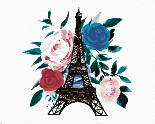 Paint by Numbers - EIFFEL TOWER AND ROSES