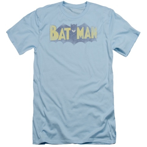 Trevco Batman-Vintage Logo - Short Sleeve Adult 30-1 Tee - Light Blue&