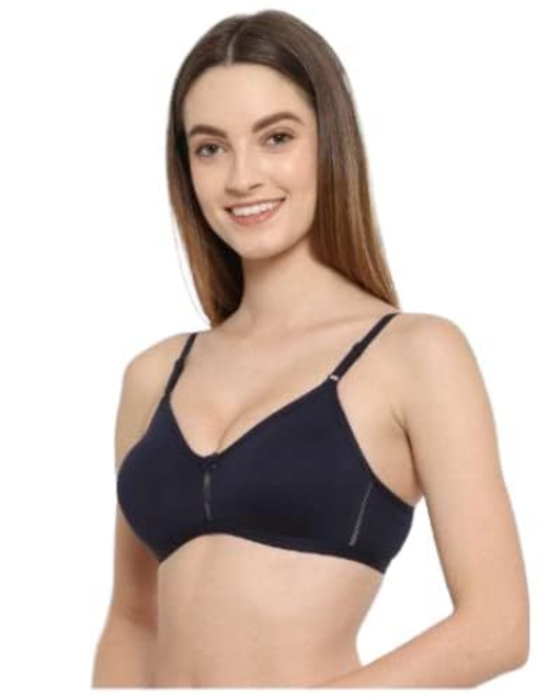 Full Coverage Women Non Padded Wired Free Bra, Navy Blue Cup Size-B