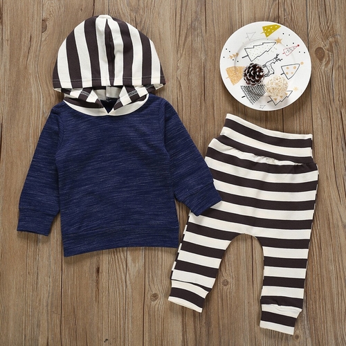 Kid Toddler Baby Boy Girl Outfits Set Stripe