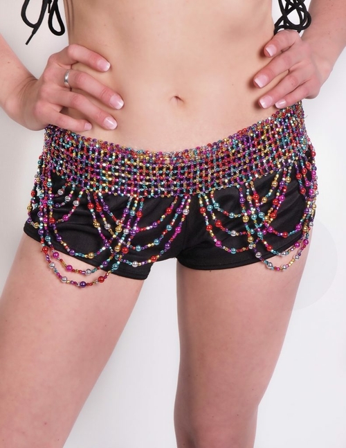 Western Fashion 546-RNB Beaded Stretchy Belt with Swags, Rainbow