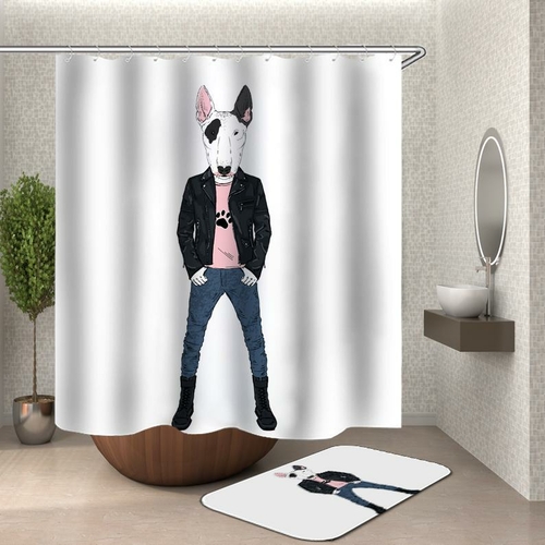 Tough Pitbull Dog Shower Curtain