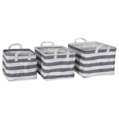 DII CAMZ38346S Pe Coated Cotton & Poly Laundry Bin StripeRectangle Ass