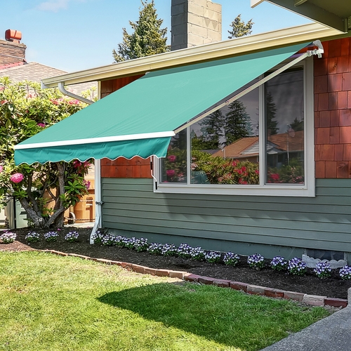 Outsunny 13'x8' Manual Retractable Patio Awning Water-resistant Sun