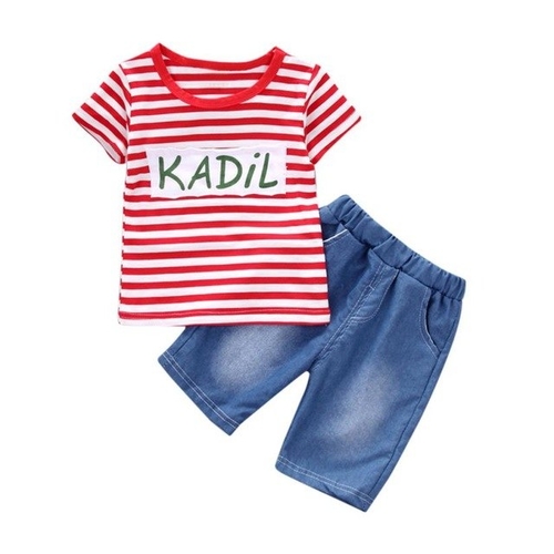 Infants, children, boys, striped letters,