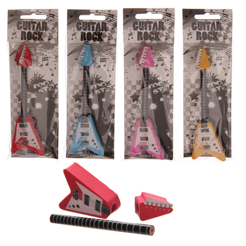 Fun Rock Guitar Eraser and Pencil Set