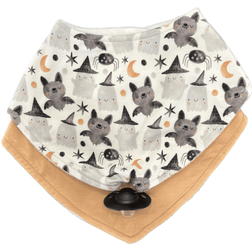 Squad Ghouls Brown - Doodalou Bamboo Bandana Baby Bib Combo