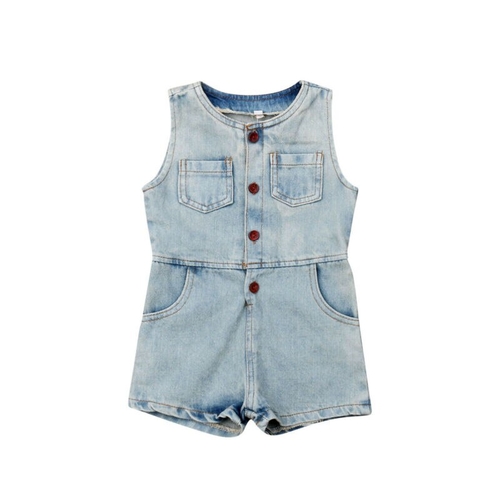 Toddler Kids Baby Girls Denim Romper Sleeveless