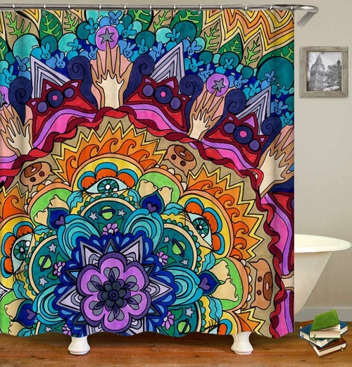 Colorful Mandala Animal Painting Shower Curtain