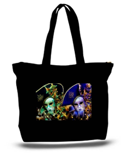 Venetian Masks Large Tote Grocery & Stuff Bag