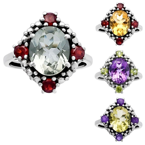 Natural Multi Stone 925 Sterling Silver Ring Size 6-9 Jewelry DGR1135