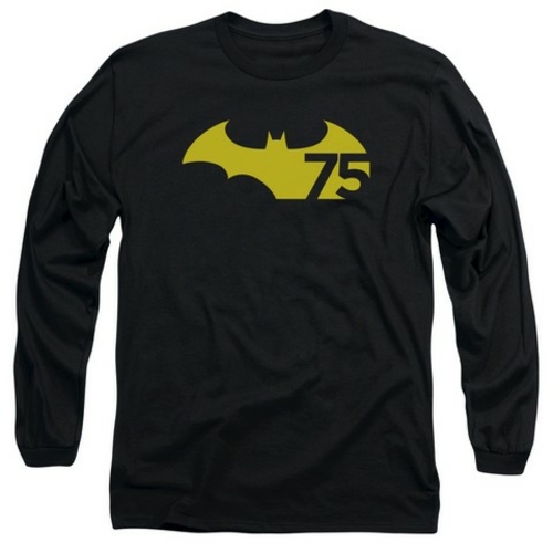 Batman-75 Logo 2 - Long Sleeve Adult 18-1 Tee - Black, Small