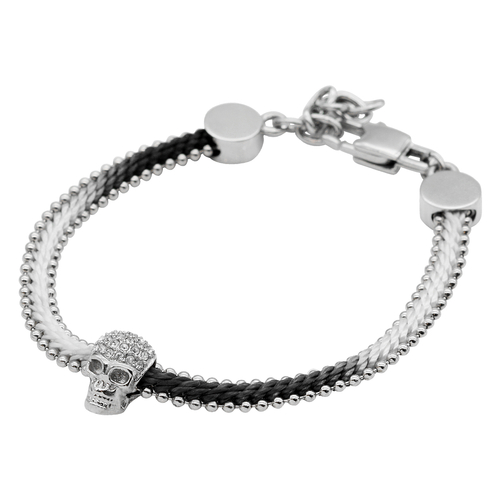 Skull Bracelet Steel Skull Cotton Cord Bracelet 