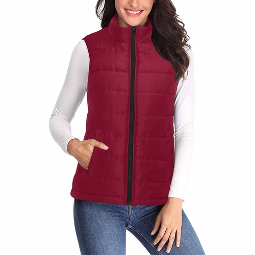 Womens Puffer Vest Jacket / Burgundy Red