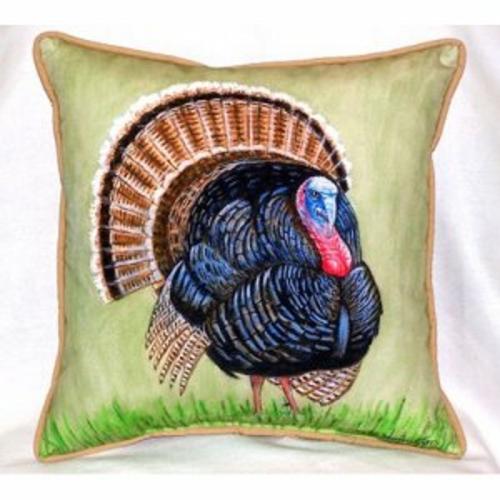 Betsy Drake ZP512 Wild Turkey Indoor & Outdoor Throw Pillow- 22 x 22 i