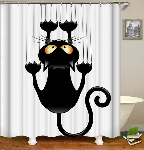 Slippery Cat 2.0 Shower Curtain