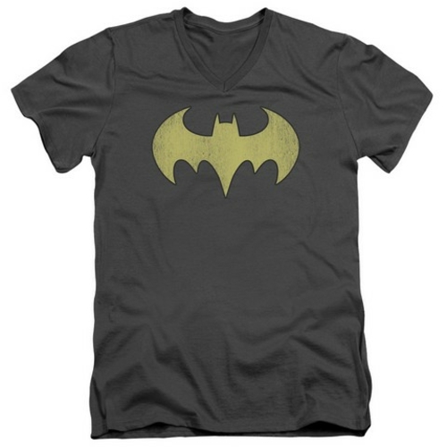 Trevco Dc-Batgirl Logo Distressed - Short Sleeve Adult 30-1 V-Neck Tee