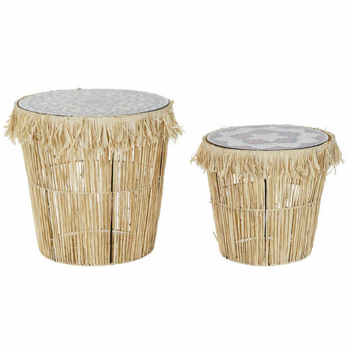 Set of 2 small tables DKD Home Decor Crystal Natural Black Colonial