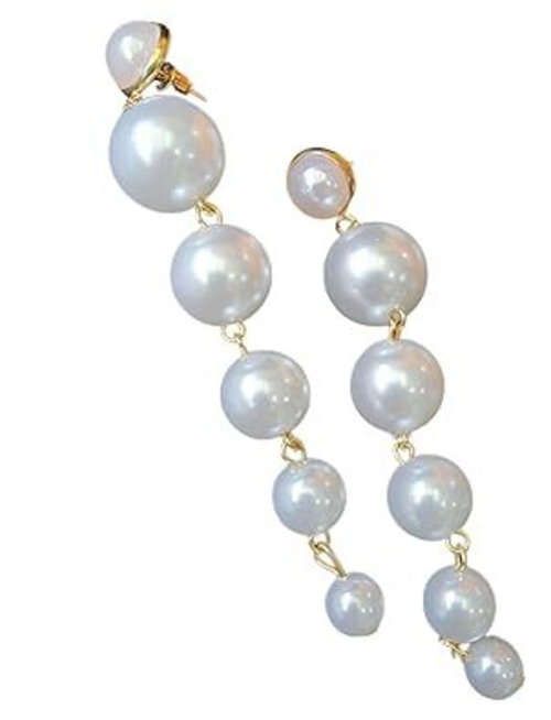 White Pearl Fancy Earrings for Women and Girls (Color-WHITE)