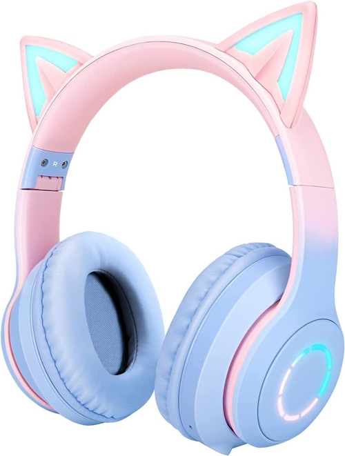 Kids Headphones, Cat Ear Kids Bluetooth Headphones (COLOR-PURPLE)