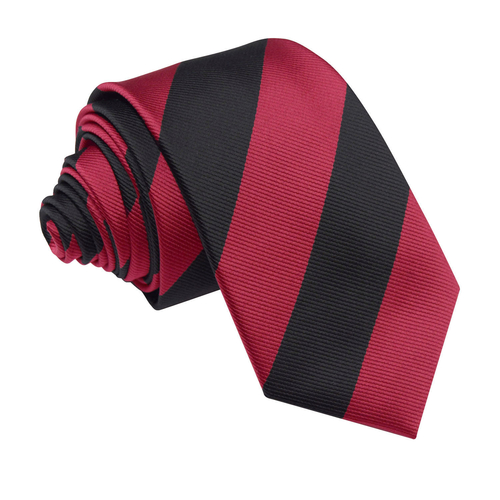 Striped Slim Tie - Burgundy & Black