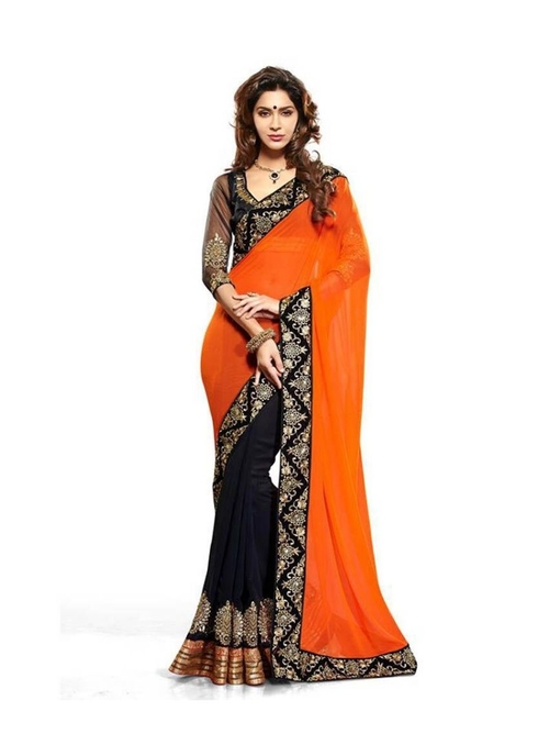 Orange Color Georgette  Saree