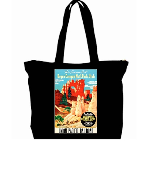 1930s Bryce Canyon UT Art Travel Poster tote Bag w/Zipper