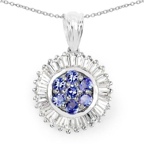 2.44 Carat Genuine Tanzanite and White Topaz .925 Sterling Silver