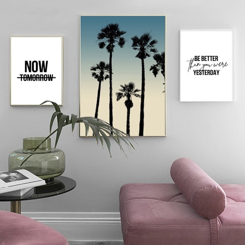 Scandinavian Canvas Poster Sunset Landscape Palm