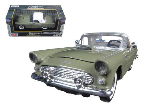 1956 Ford Thunderbird Soft Top Green 1/24 Diecast Car Model by
