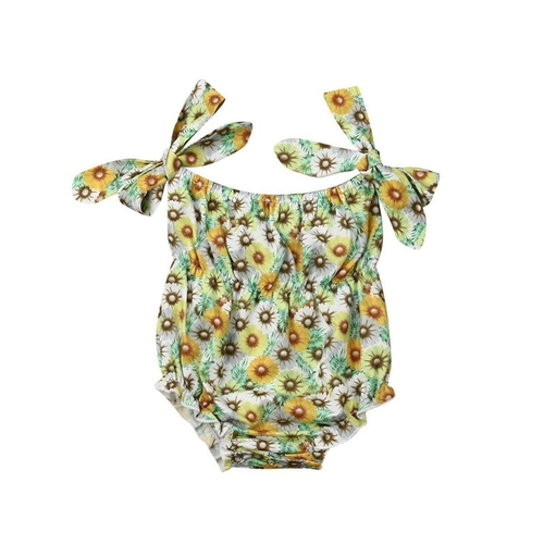 Cute Baby Girls Flower Bodysuits Sleeveless