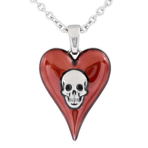 Passion Red Heart Skull Necklace