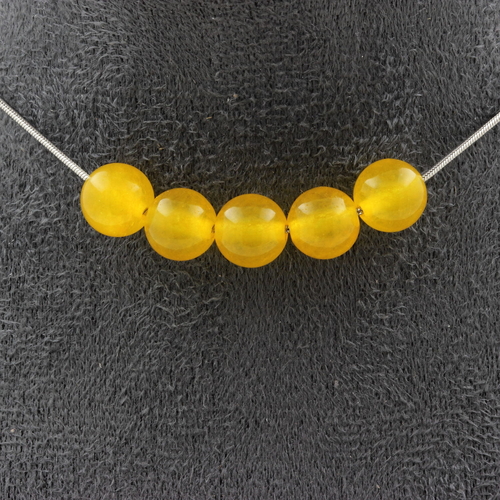 Yellow Agate 5 beads necklace 8 mm.