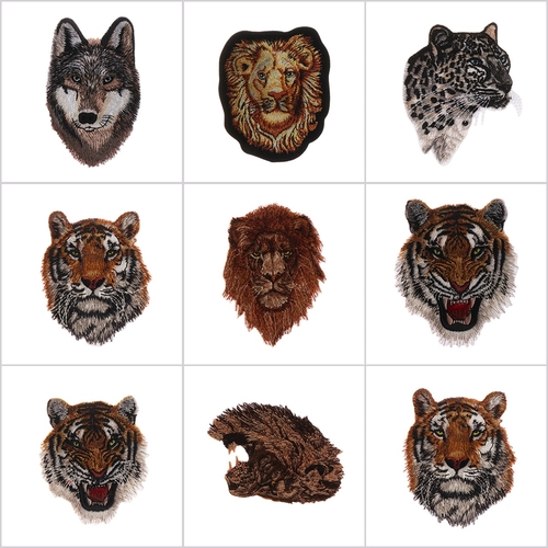 1Pcs diy Leopard Tiger lion wolf Embroidery Iron