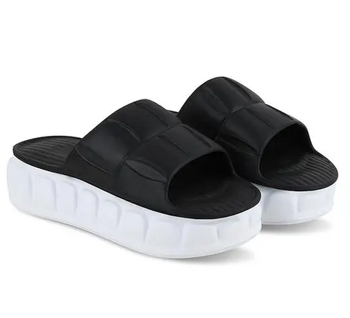 CASUAL AND PARTYWEAR Women`s Slides  (Size-IND-6) (Color-BLACK)