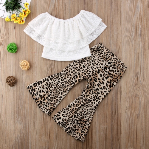 2Pcs Baby Kids Girl Croped Top Flare Sleeve