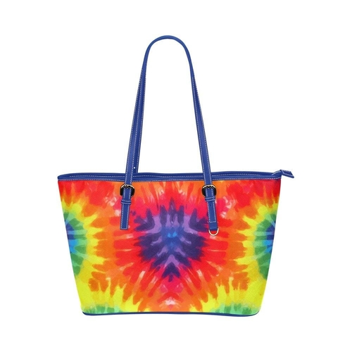 Large Leather Tote Shoulder Bag - Rainbow Multicolor Handbag