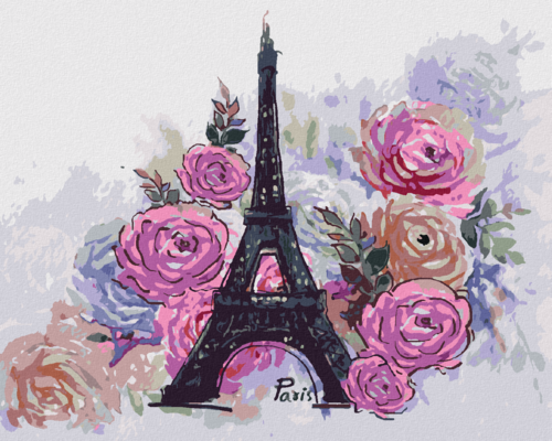 Paint by Numbers - EIFFEL TOWER SURROUNDED BY FLOWERS