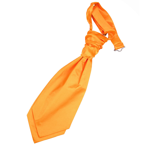 Plain Satin Pre-Tied Ruche Cravat - Boys - Fluorescent Orange