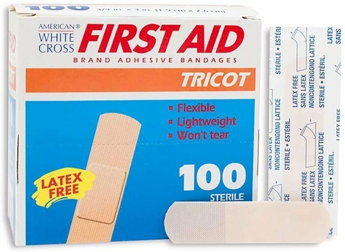 Dukal Case of 100 Adhesive Bandages 3/4 x 3 Tricot Adhesive Strips for