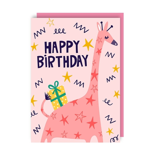Giraffe Childrens Kids Birthday Card (Pack of 6)
