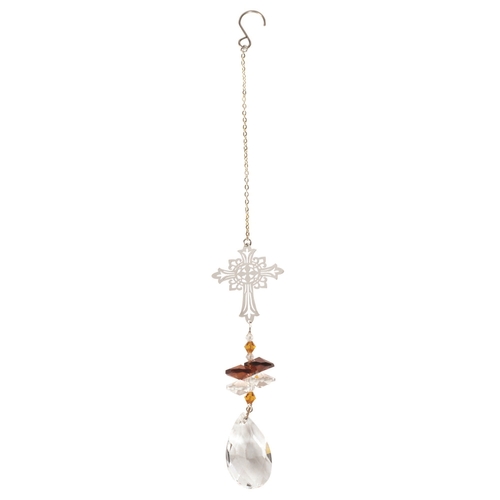 Dicksons SUNCC-2 1.75 in. Dove Cross Hanging Crystal Sun Catcher with 