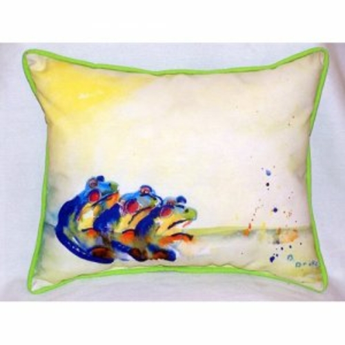 Betsy Drake ZP424 Three Frogs Indoor & Outdoor Throw Pillow, 20 x