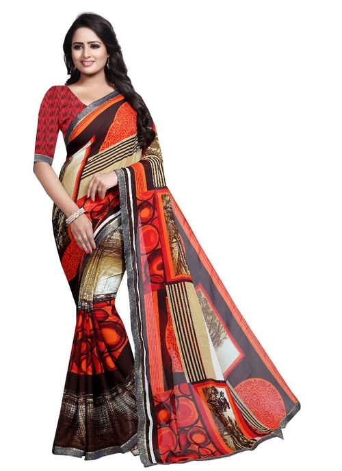 Generic Women's Georgette Saree(Multi, 5.5-6mtrs)